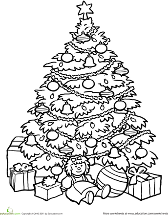 Worksheets: Christmas Tree Coloring Page