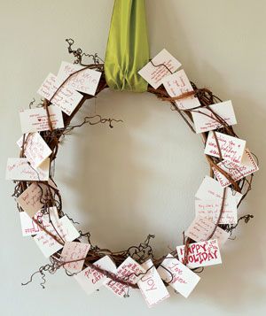 Wreath Filled with Wishes  Hang an unadorned twig wreath in a spot where guests