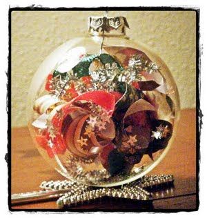 Yule Ball Ornament – Use festive paper scraps, ribbon and confetti to create thi