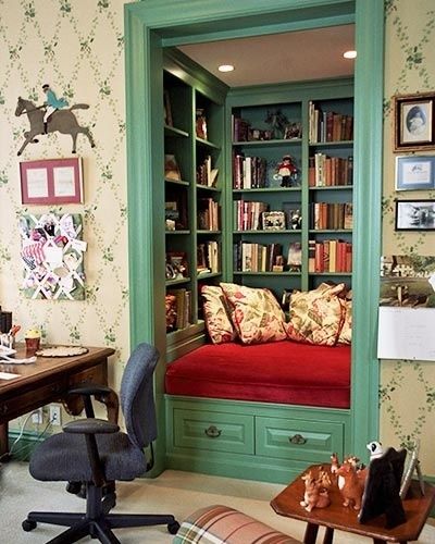 a closet transformed into a book nook