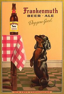 beer ad with dachshund