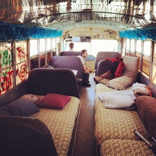 buy an old bus, replace seats with beds and take a road trip with good friends.
