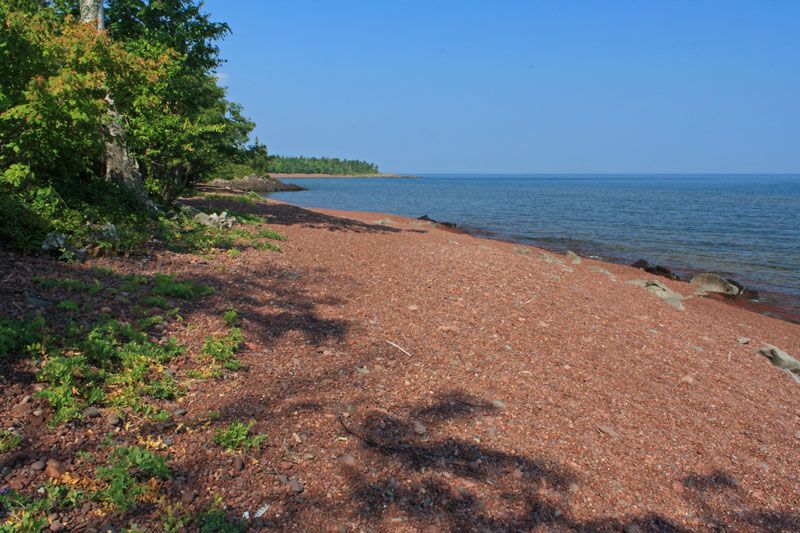 The view of Lake Superior on the North Beach Trail about 1/2 way back. -   Copper Harbor, Michigan