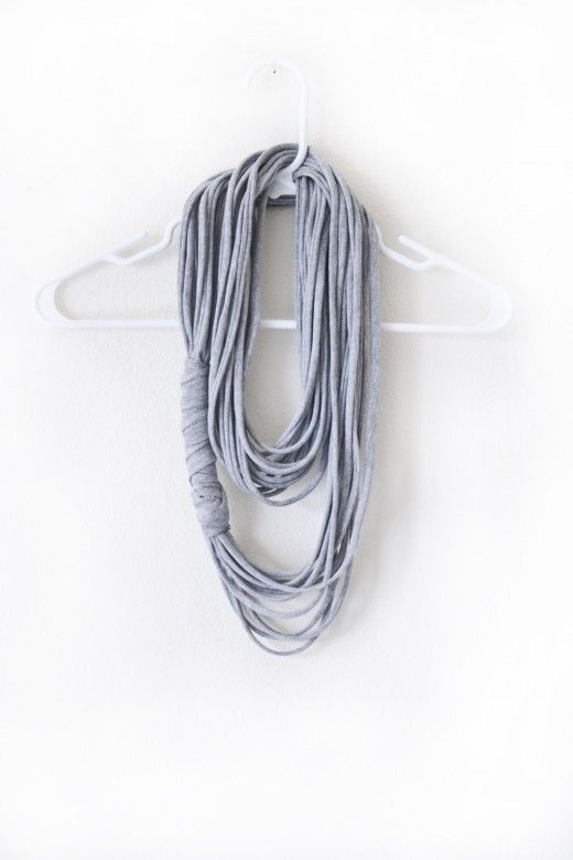 diy multi-strand scarf made from an old tshirt