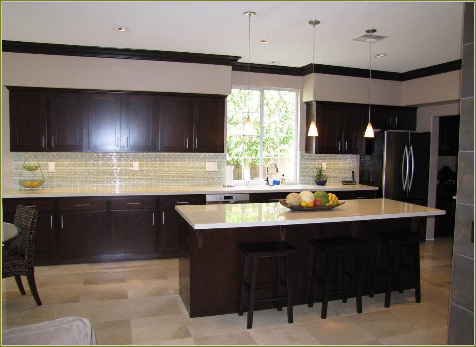 Cabinets. kitchen cool kitchen decoration with light maple kitchen ... -   Espresso-stained kitchen cabinetry.