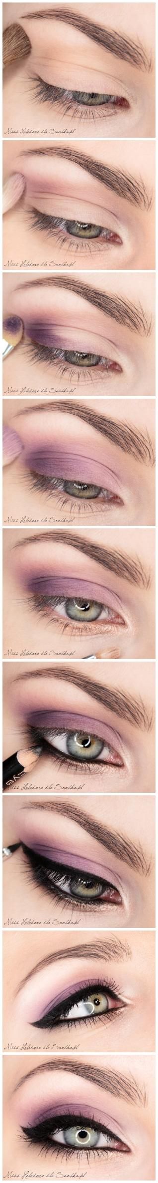eyeliner + purple eye shadow