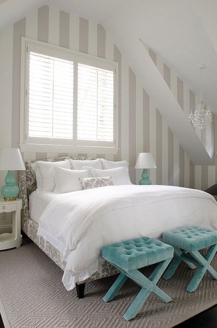 grey and blue bedroom