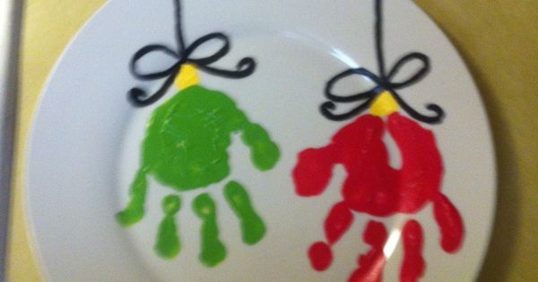 Handprint Ornaments decorative plate -   Handprint plates ideas