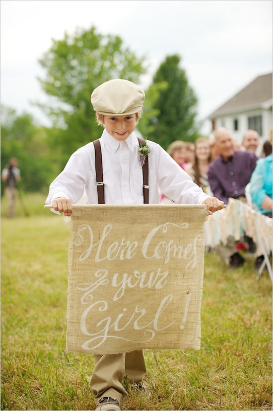 here comes your girl burlap sign