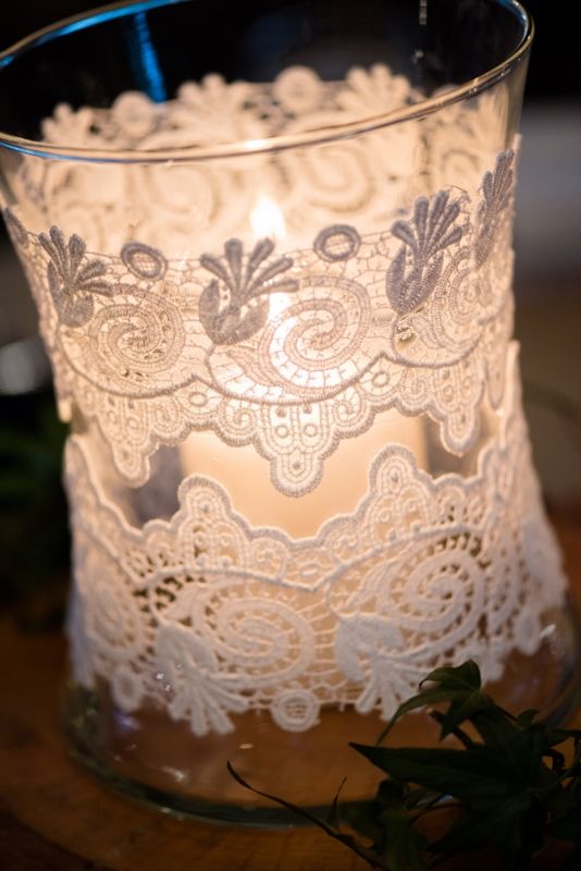 lace jars reception decorations