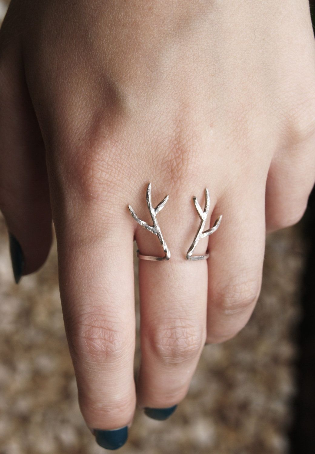 love this sterling silver antler ring