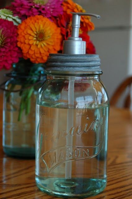 mason jar turned soap dispenser.