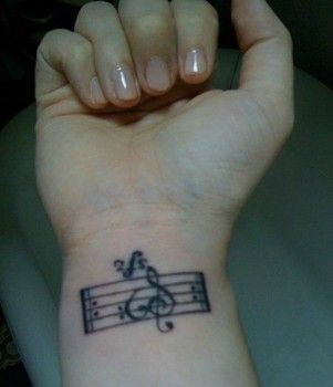 music staff tattoo on wrist