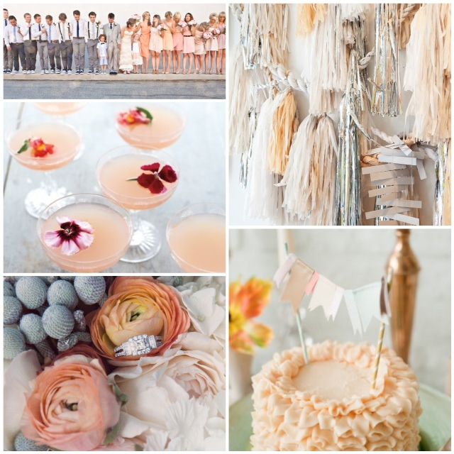 peach gold silver grey wedding – love these colors. so subtle but so pretty