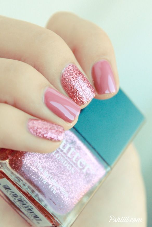 pink + pink glitter // nails