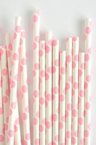 pink polka dot straws