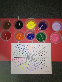 q-tip painting . . . count by 10's  100th day activity