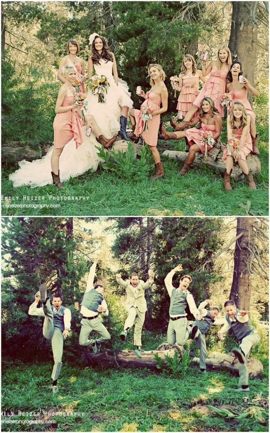 role reversal photos: bridesmaids act like groomsmen, vice versa. too funny!