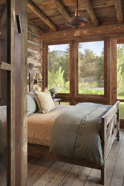 rustic cabin sleeping porch. (fiction) Bedroom – sleeping porch – at cabins alon