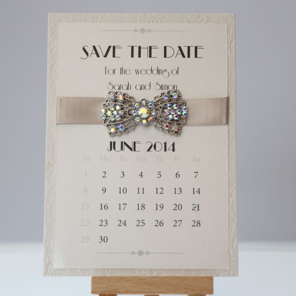 Unique Art Deco Calendar Save The Date - Vintage Wedding Stationery ... -   “Save the Date” Ideas
