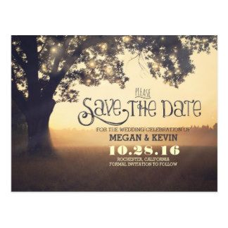 String lights tree romantic save the date postcard -   “Save the Date” Ideas