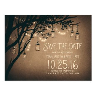 rustic country lights mason jars save the date postcard -   “Save the Date” Ideas