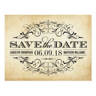 Vintage Wedding Save the Date | Swirl and Flourish Postcard -   “Save the Date” Ideas