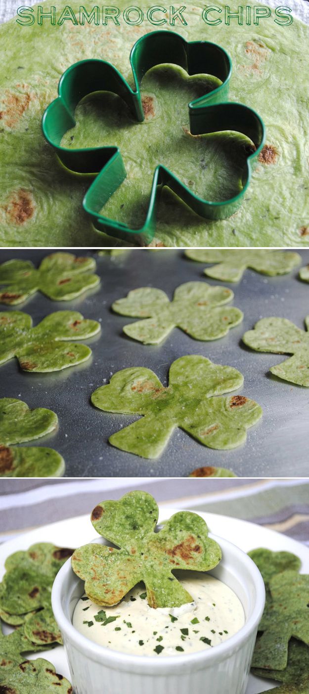 shamrock chips using a spinach tortilla…