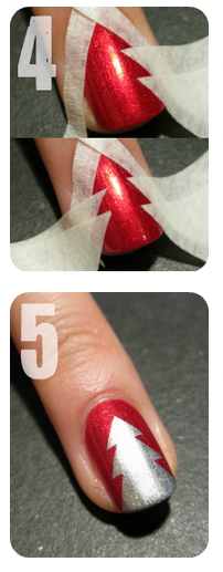 Silver & Red Christmas Tree Nails Tutorial