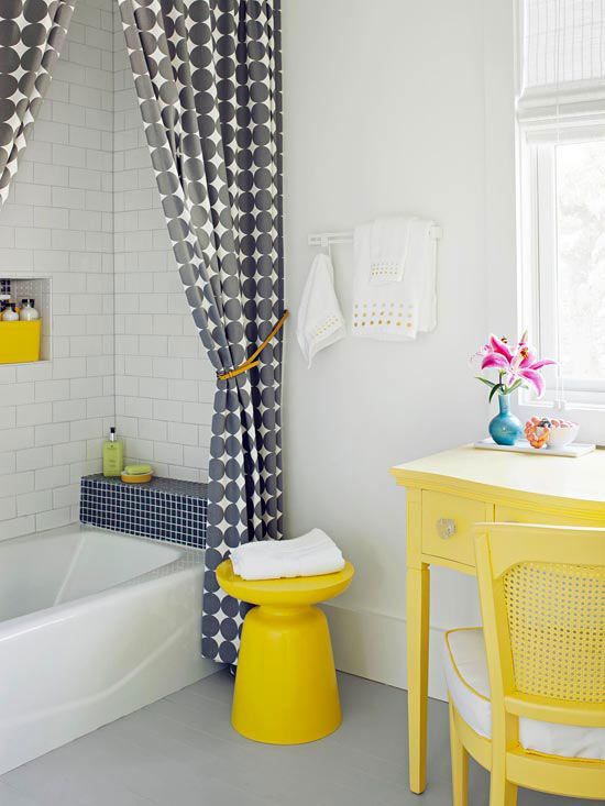 Floor-to-Ceiling Curtain -   Small and Functional Bathroom Design Ideas