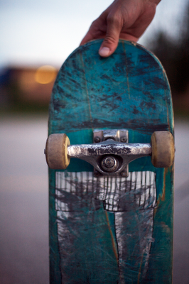 teal skateboard