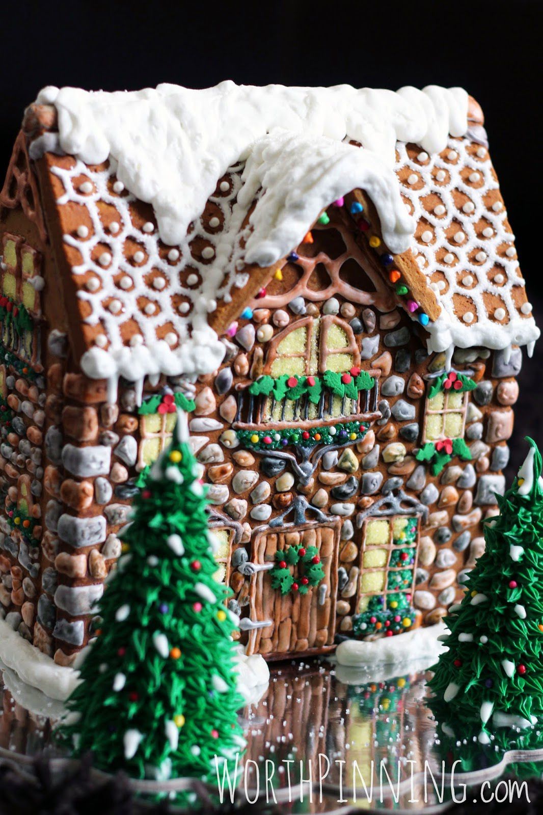 Stone Gingerbread House -   Cristmass Gingerbread and Pretzel Houses Ideas