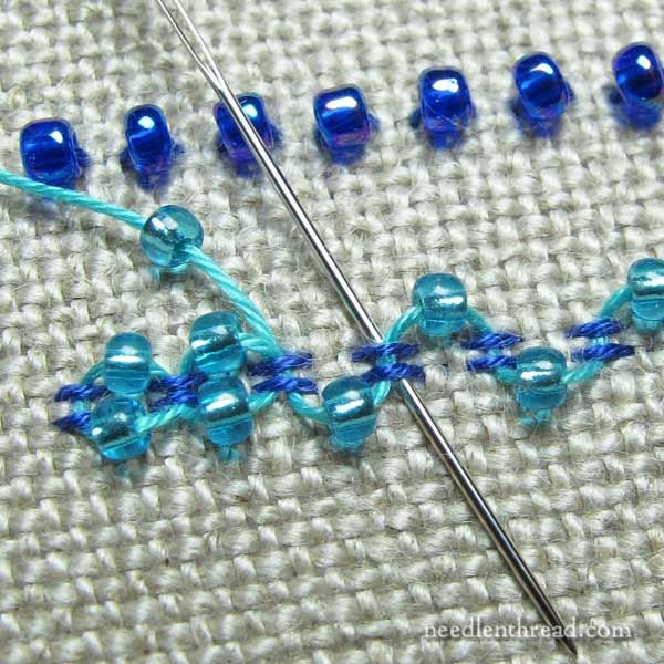 Adding Beads to Embroidery Stitches -   Wonderful pictorial reference to basic and embroidery stitches.