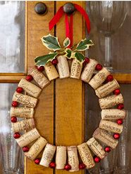 wine cork wreath for the holidays.