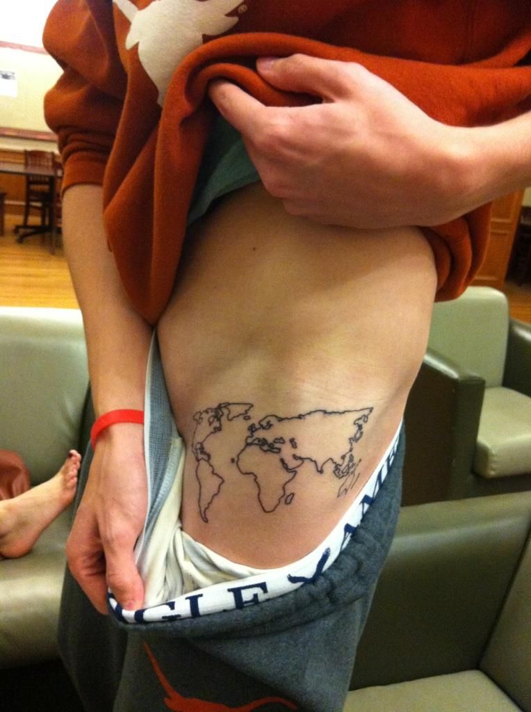 world map on hip