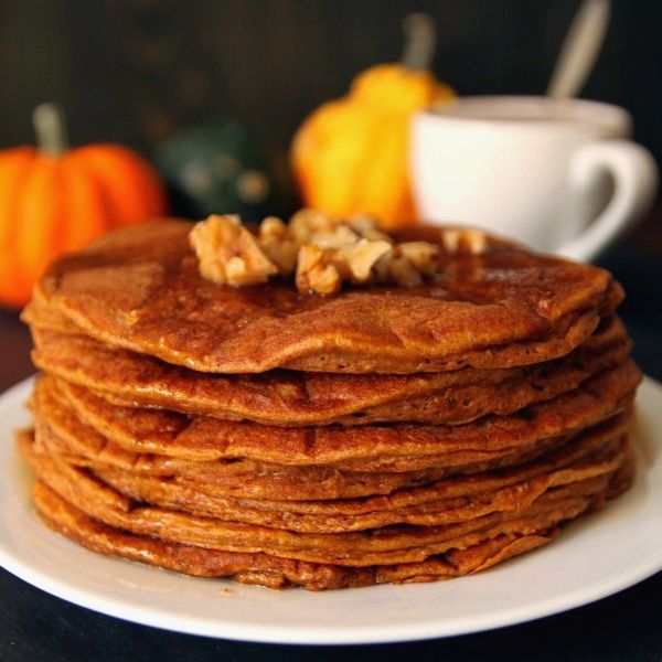 100% Whole Grain Pumpkin Protein Pancakes