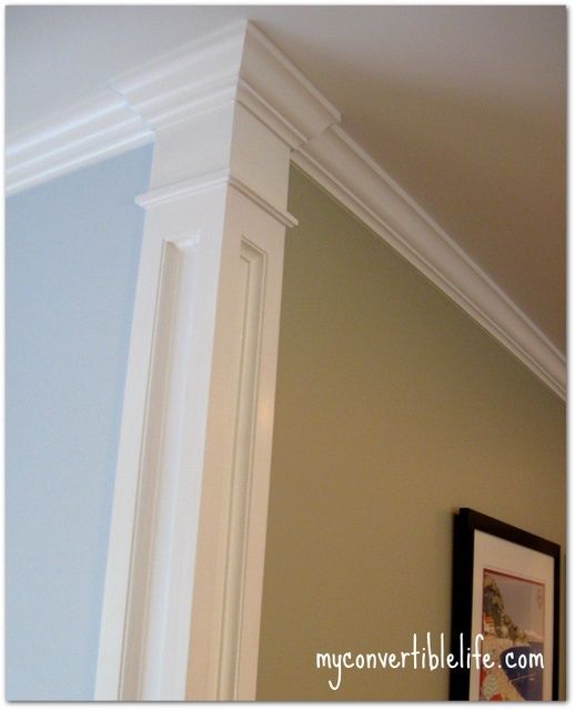 Add trim work at the corner of the room to create a column effect. helps separat