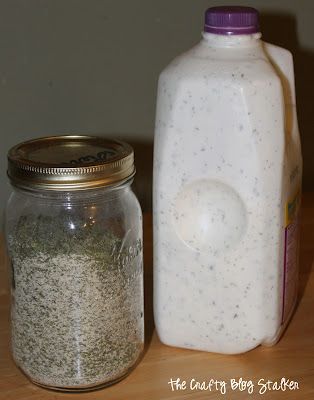 Another pinner: We are Ranch snobs at our house….no bottled Ranch-yuck here! T