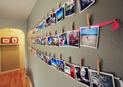 Awesome way to display photographs without tape or many nails!