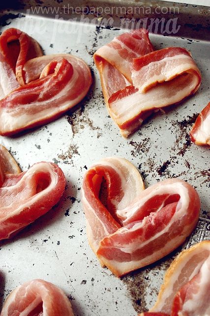 Bacon Hearts – valentine breakfast in bed :). 400F – 18 min or so.
