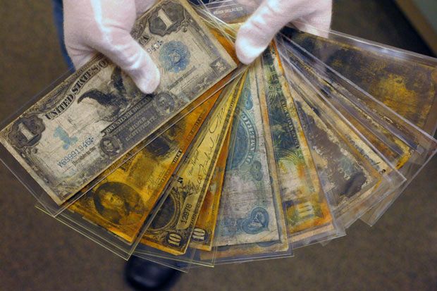 Banknotes recovered from the wreck of the Titanic