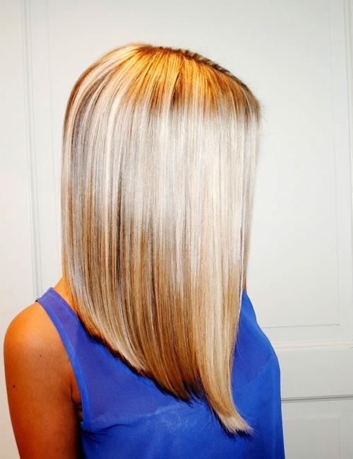 Blonde Asymetrical Short straight hair