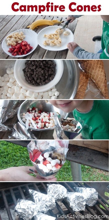 Campfire food smores cones – YUM!