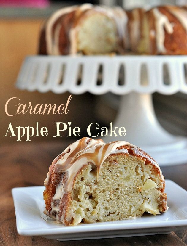 Caramel Apple Pie Cake with @Duncan Hines cake mix and frosting creations flavor