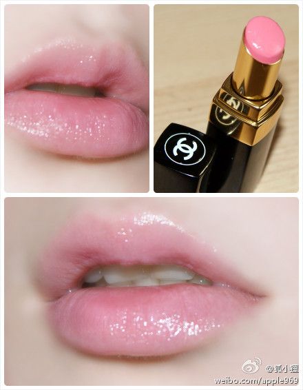 Chanel rouge coco shine #56, perfect light pink lip color.