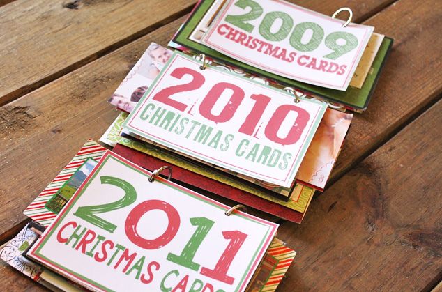 Christmas card books. Cute way to save them