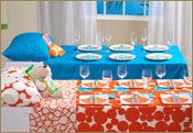 Cute idea for a sleepover party – set tables to look like a bed!