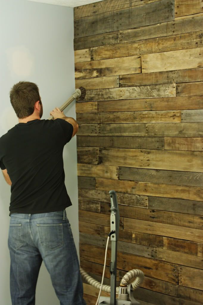 DIY: Accent wall out of wood pallets.