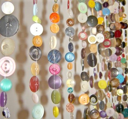 DIY button curtain. I used to play with buttons as a child. On my wedding day, m
