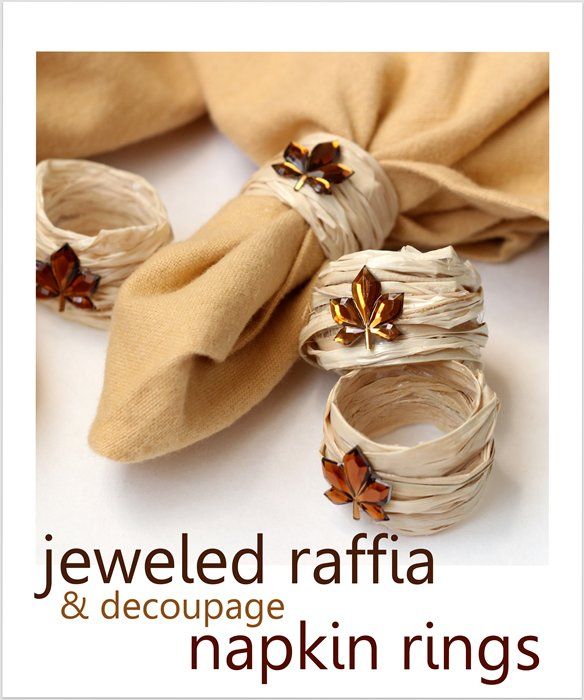 DIY fall napkin rings using raffia – great budget party idea.